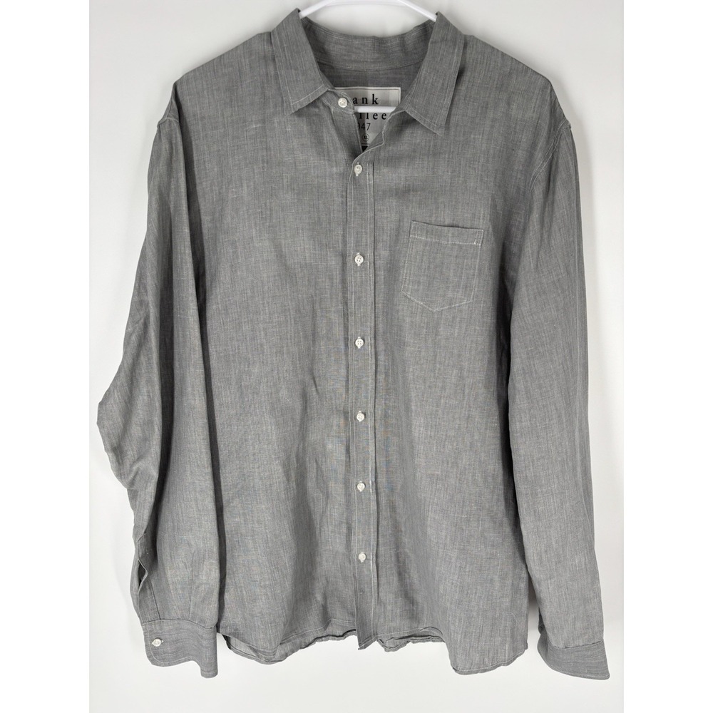 Frank And Eileen Linen Blend Long Sleeve Button Up Size XL Gray Relaxed Minimal - Picture 1 of 13